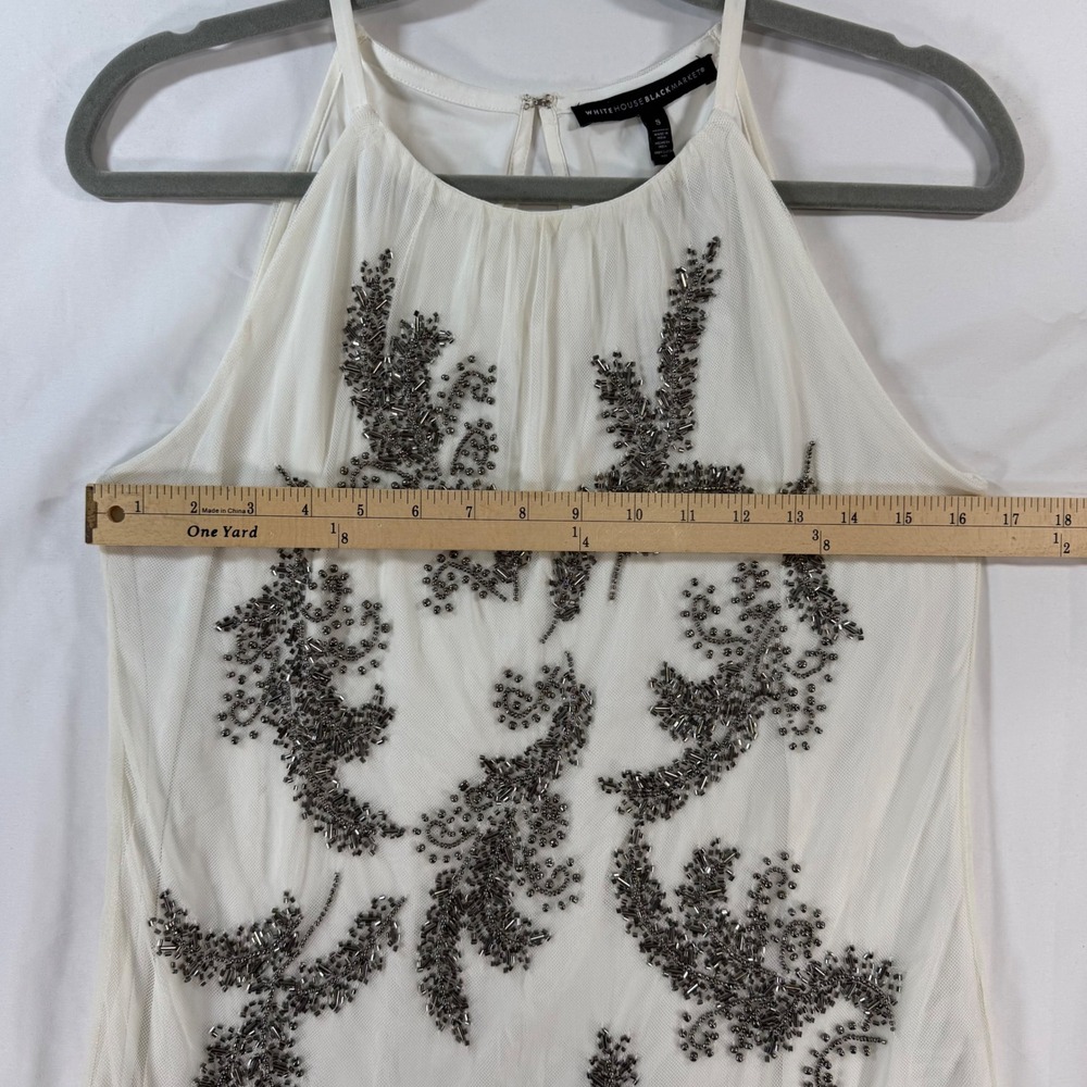 White House Black Market Ecru Beaded Leaf Date Top NWT 570251724 Small - Picture 8 of 9